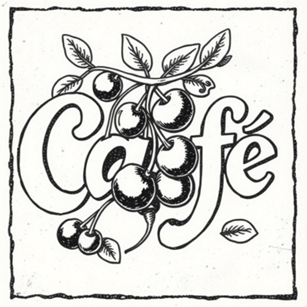 Café — coffee cherries illustration